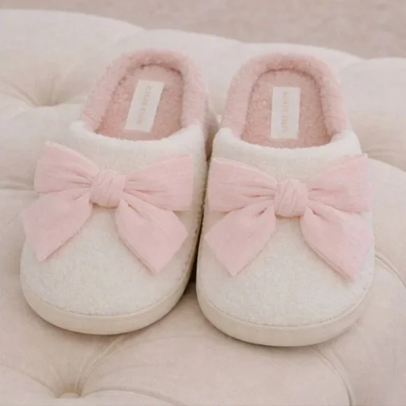 NWOT Altar'd State Bonnie Bow Slippers in Cream Pink Sz M 7/8 - Picture 4 of 6